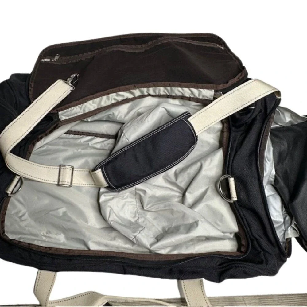 Lands' End Weekender‎ Black and Cream Canvas Travel Bag